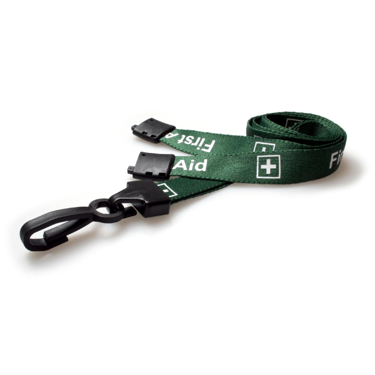 First Aider Green Lanyard With Plastic Clip
