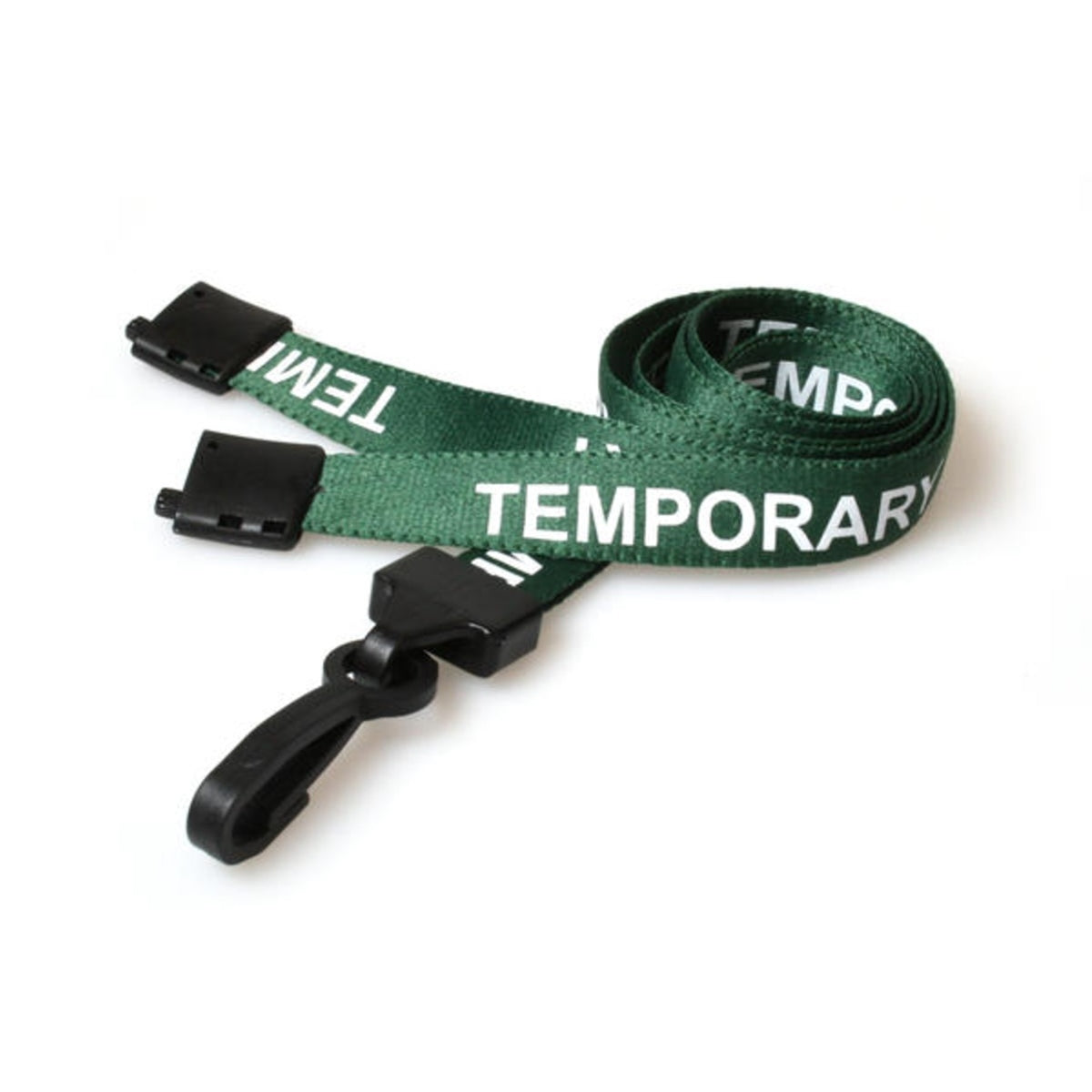 Temporary Green Lanyard With Plastic Clip