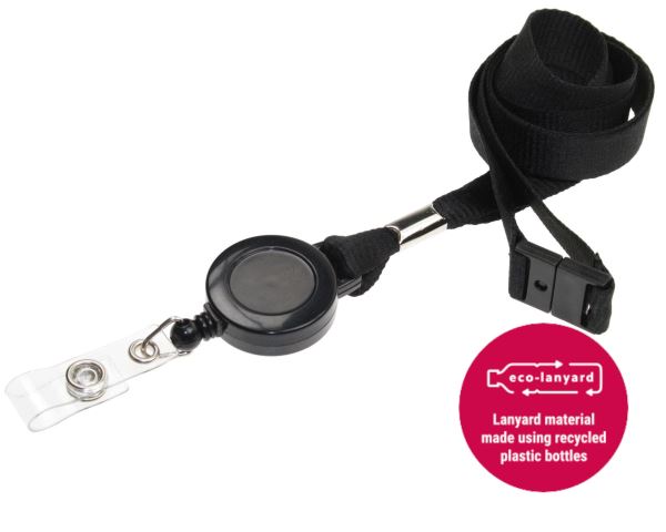15mm Recycled Plain Lanyards with Card Reel (Pack of 50)
