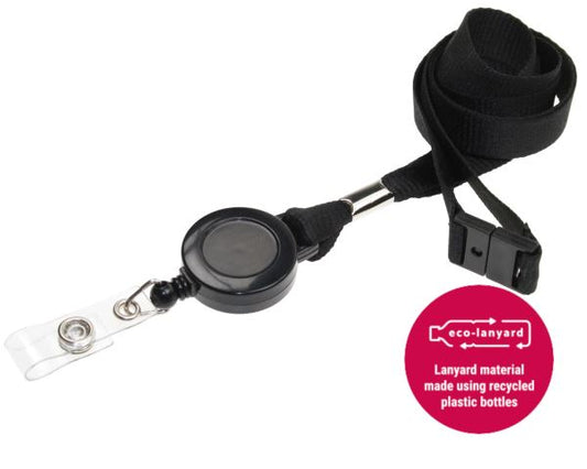 15mm Recycled Plain Lanyards with Card Reel (Pack of 50)