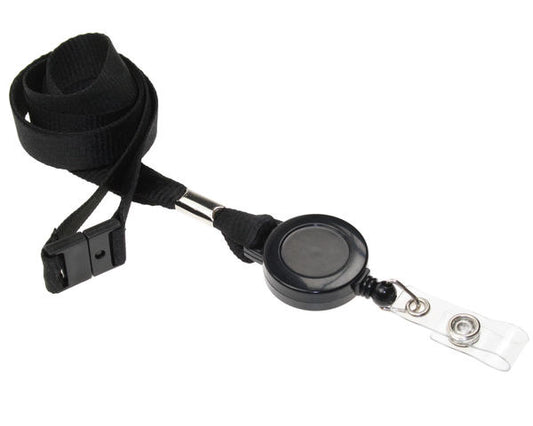 15mm Recycled Plain Lanyards with Card Reel (Pack of 50)