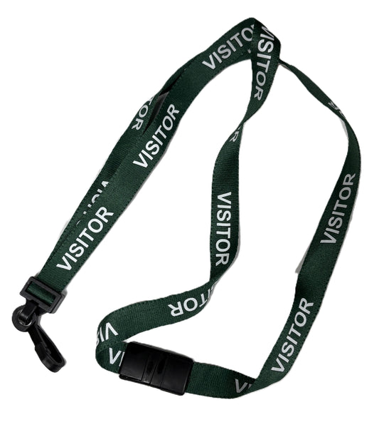 Visitor Green Lanyard With Plastic Clip