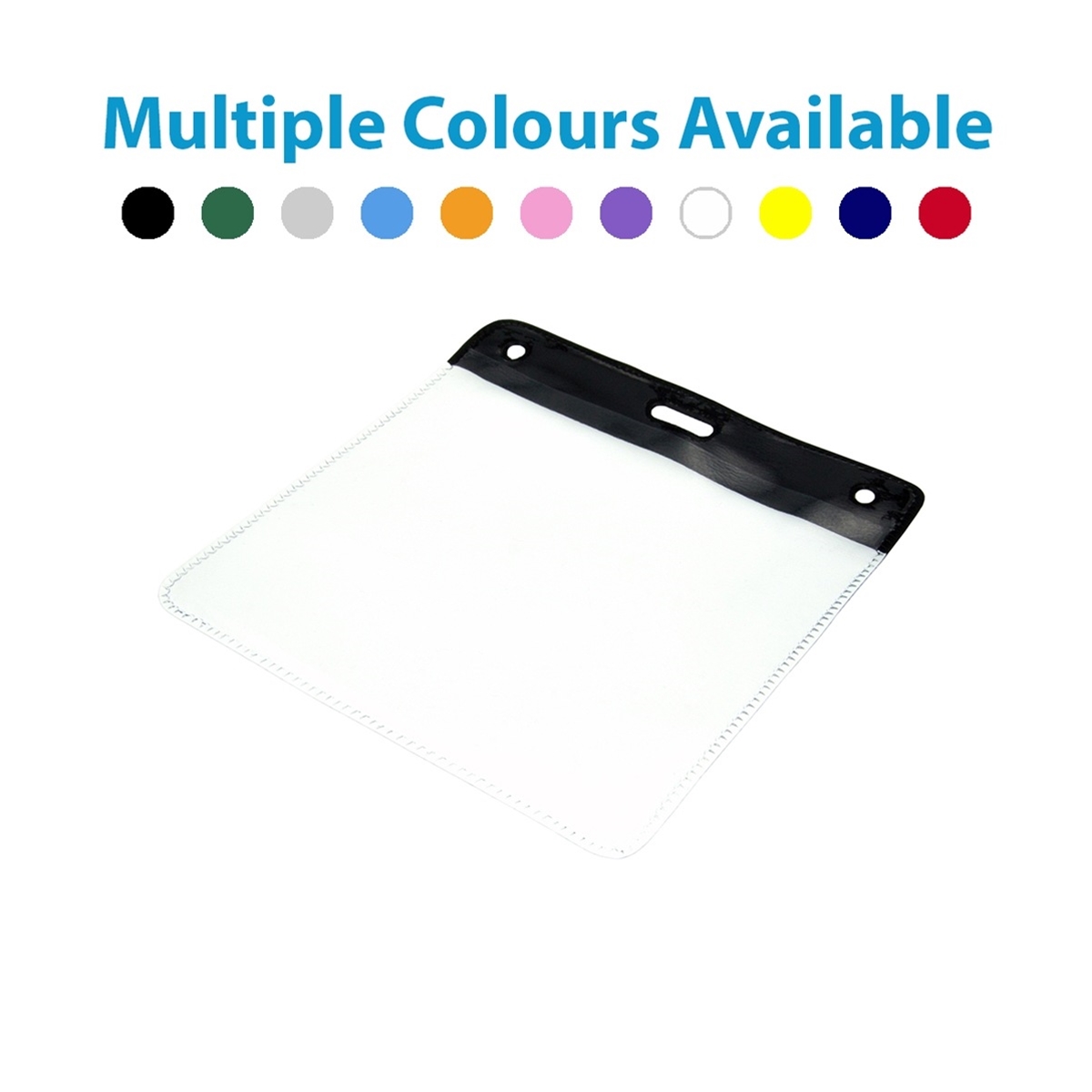 black top plastic visitor wallet showing multiple colours available