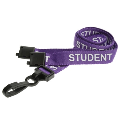 purple student pre printed lanyard with plastic hook and breakaway